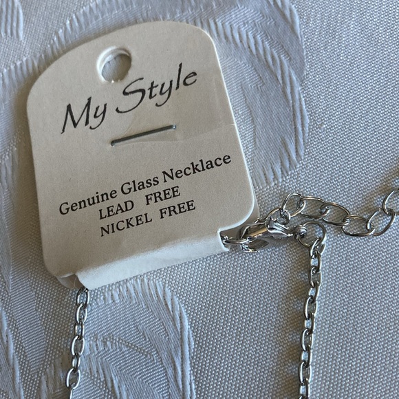 NWT MY STYLE st/lg. cut glass beads on st chain necklace. $10 - Picture 5 of 6